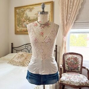 jcpenney fantasia beige lace v-neck cami